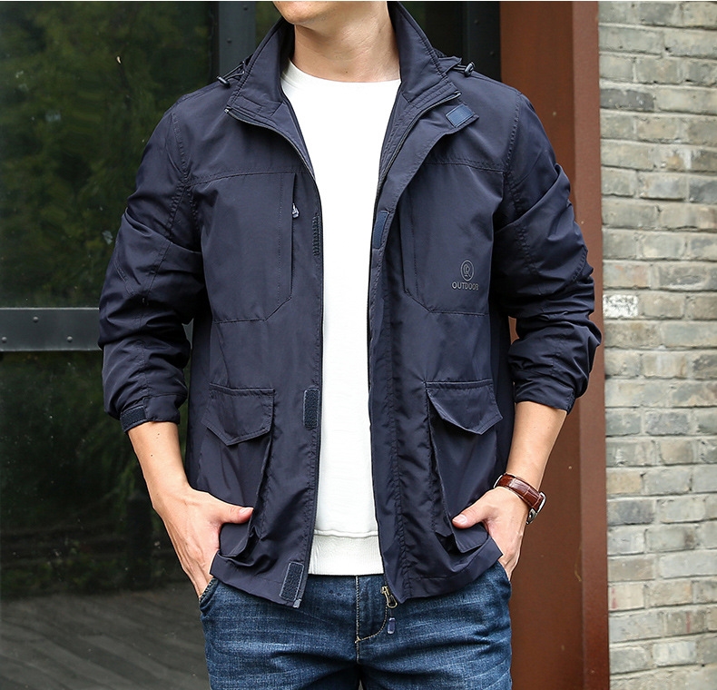 Мужской ветровой плащ с капюшоном оптом из Китая