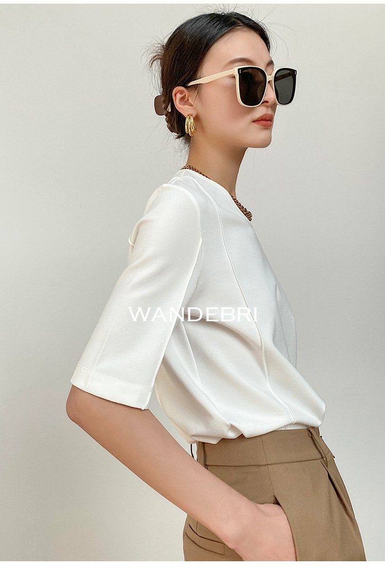 Летняя футболка из шелка и рома с короткими рукавами оптом