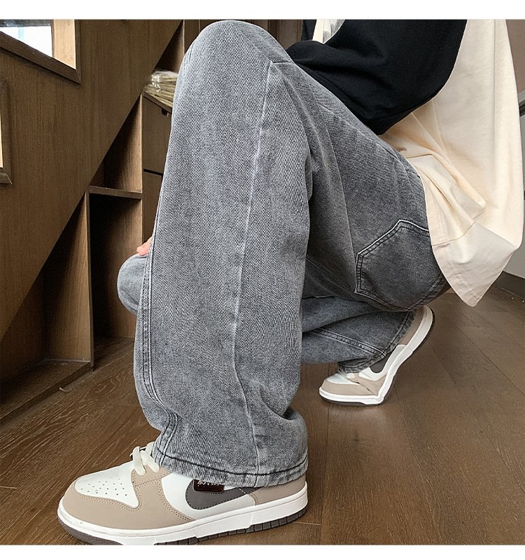 Джинсы мужские 2024 новинка весна осень тонкие американские уличные широкие прямые свободные брюки оптом из Китая