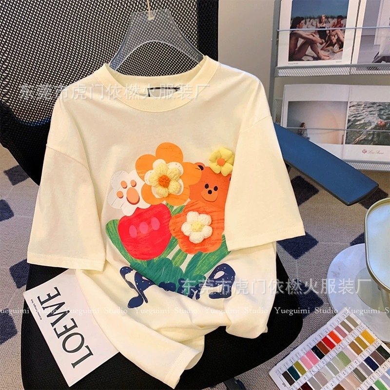 Футболка с коротким рукавом из 100% хлопка 2023 летней коллекции оптом