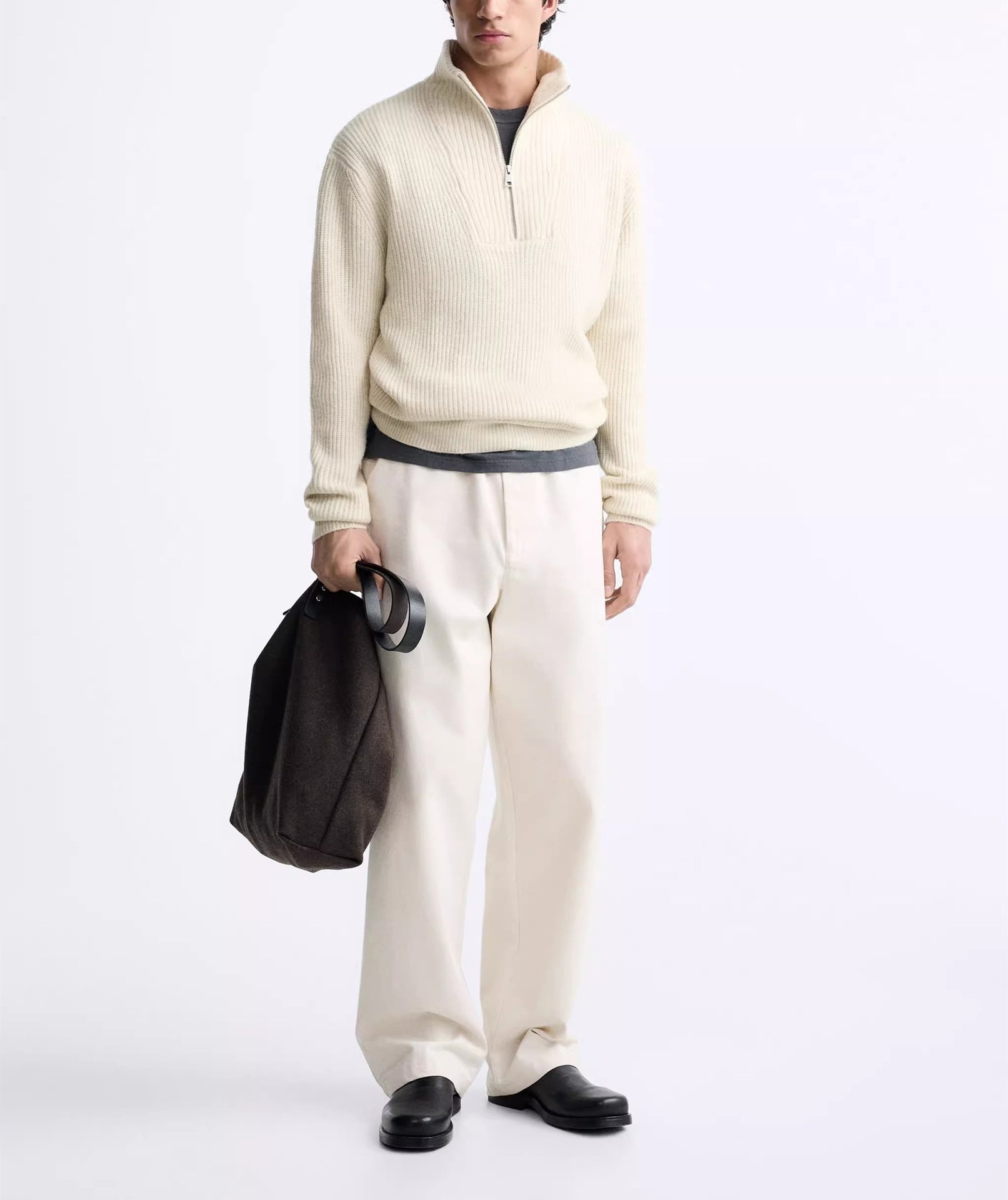 Мужской свитер с высоким воротником и молнией оптом