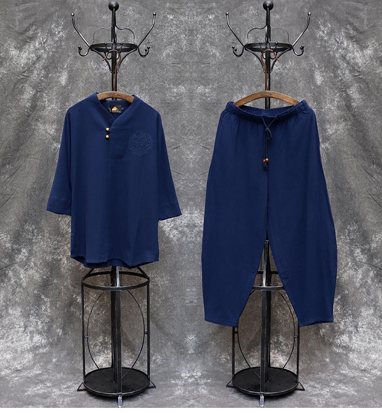 Китайский мужской костюм в стиле Чан с элементами древней китайской одежды оптом из Китая