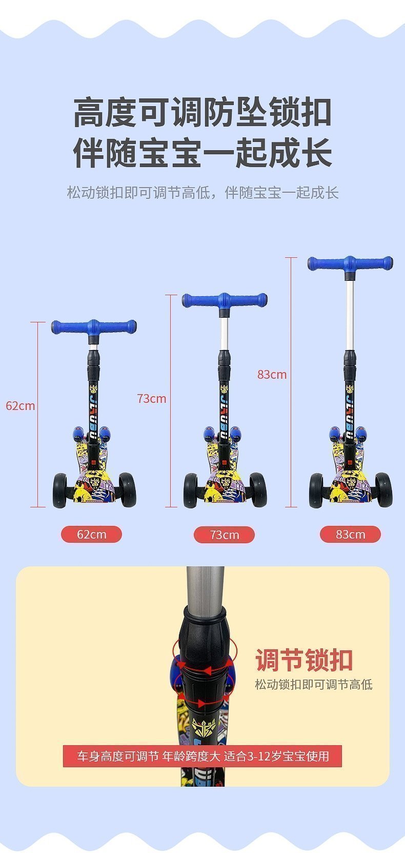 Детский трехколесный самокат с музыкой и светящимися колесами оптом