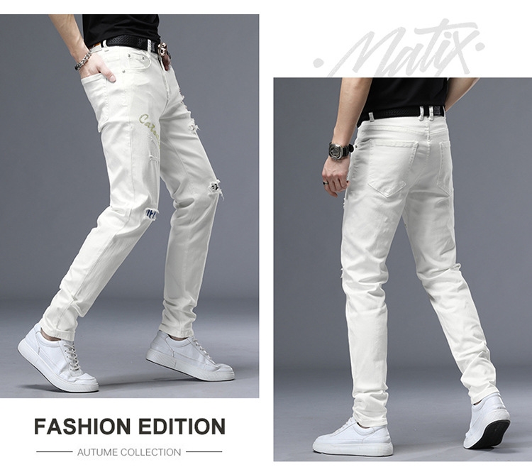 Мужские джинсы суженные белые оптом из Китая