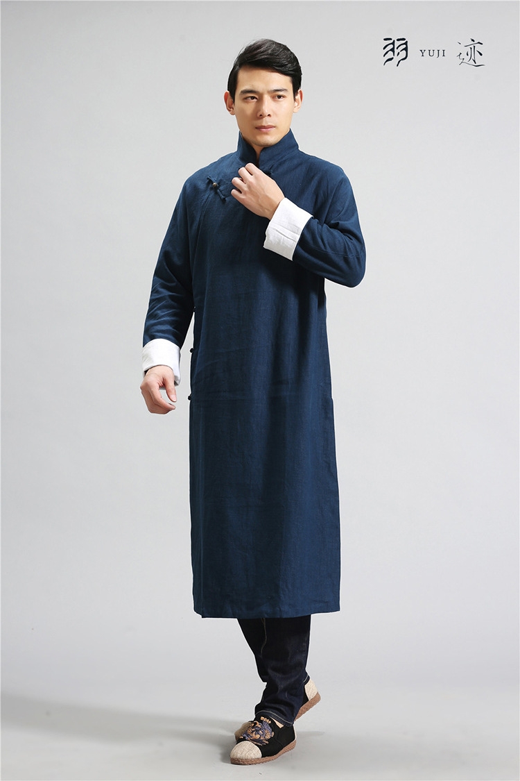 Мужская рубашка в стиле Республики с длинным воротником из льна в стиле ретро для выступлений оптом из Китая