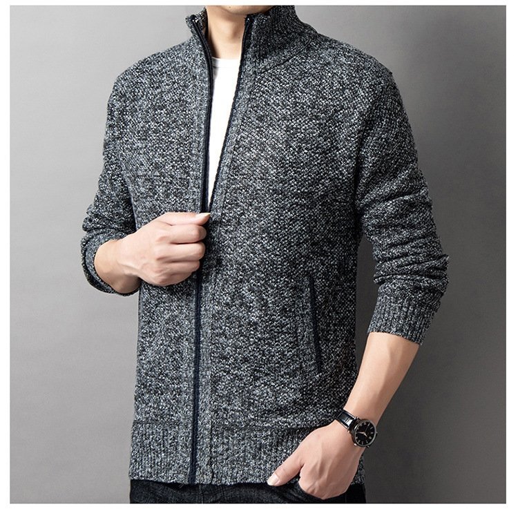 Мужская вязаная высокий воротник свитер весна-осень оптом