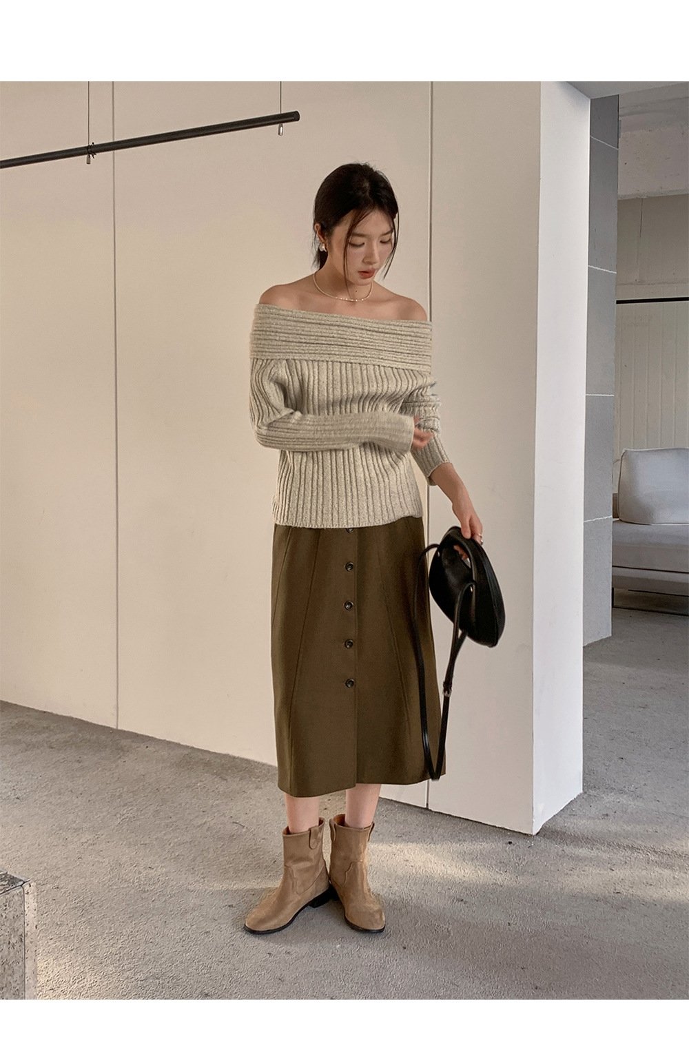 Шерстяная юбка с разрезом 2023 оптом из Китая