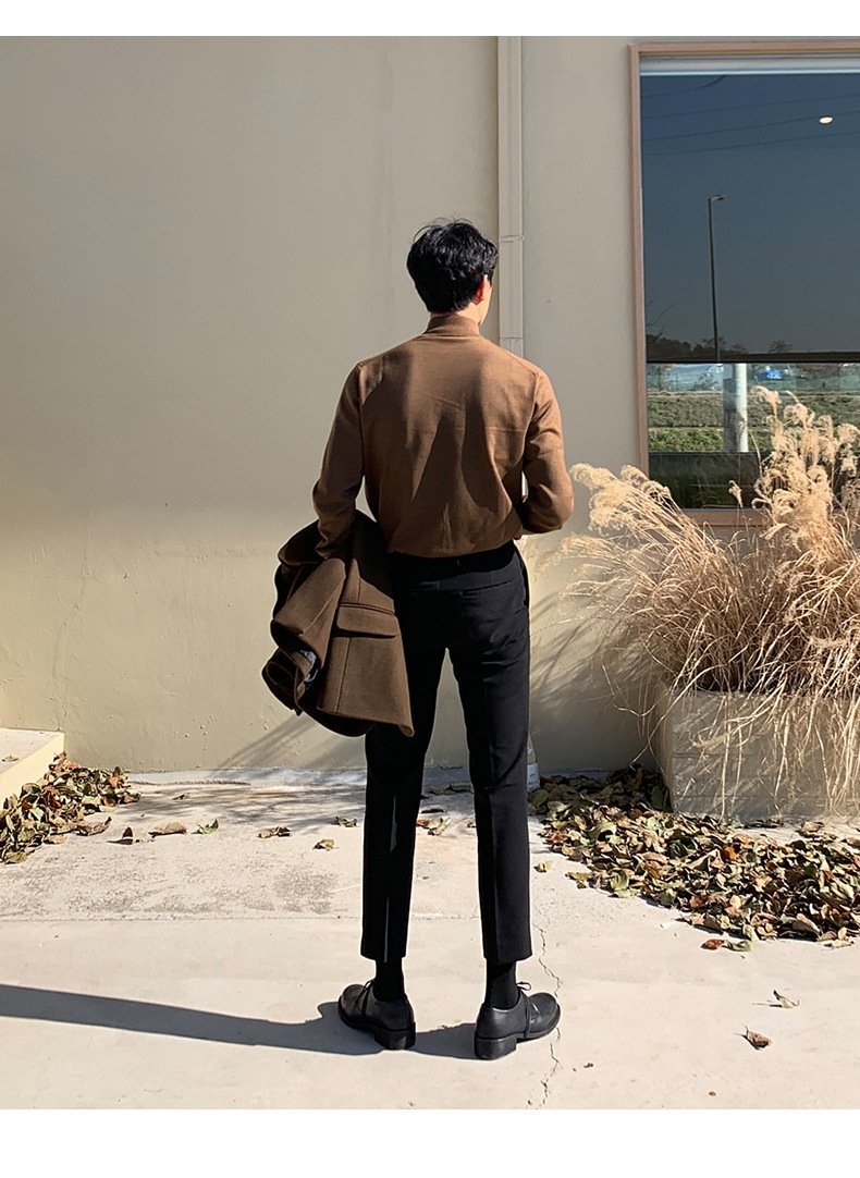 Мужской свитер с длинным рукавом и полувысоким воротником оптом