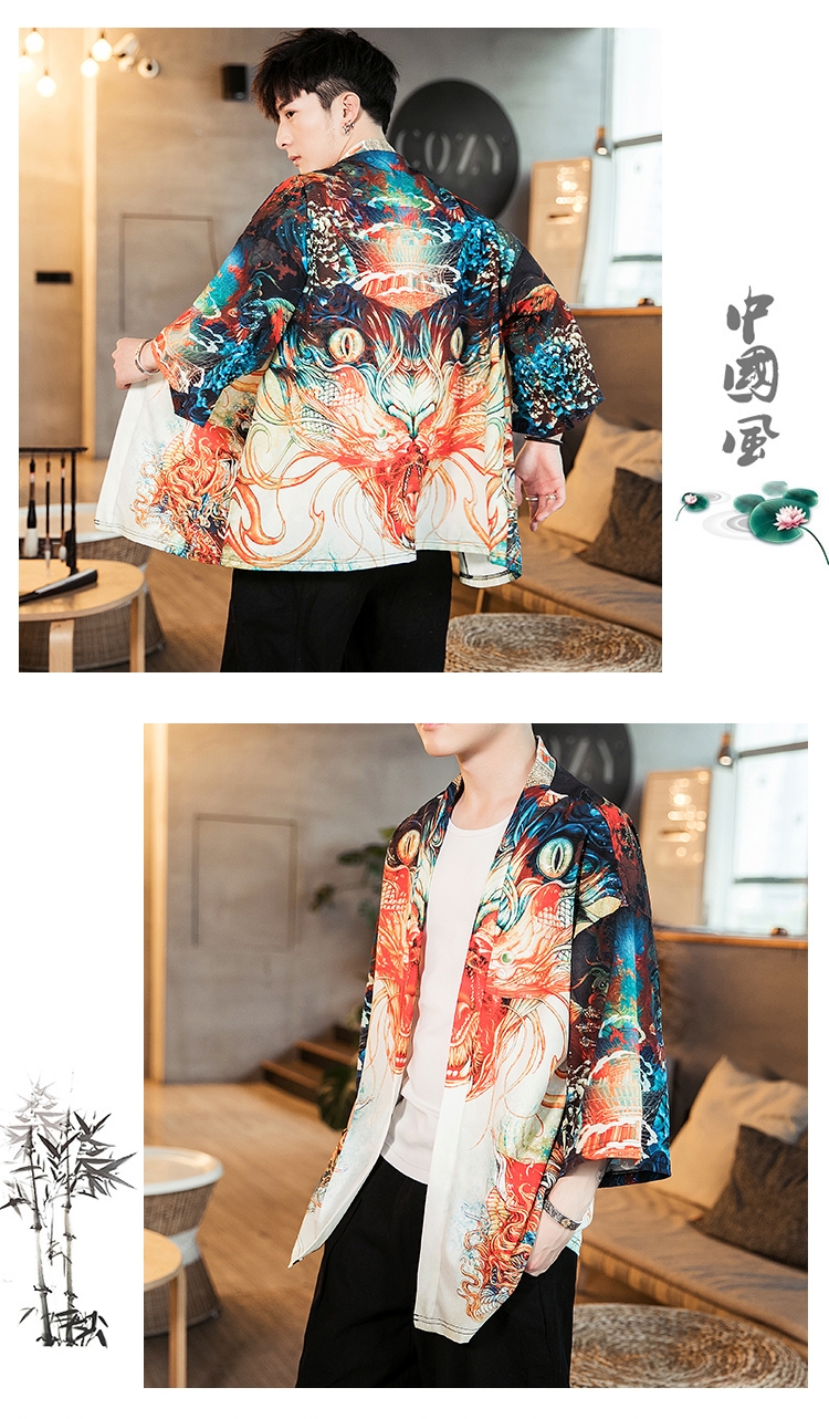 Мужская китайская рубашка с японскими элементами оптом из Китая