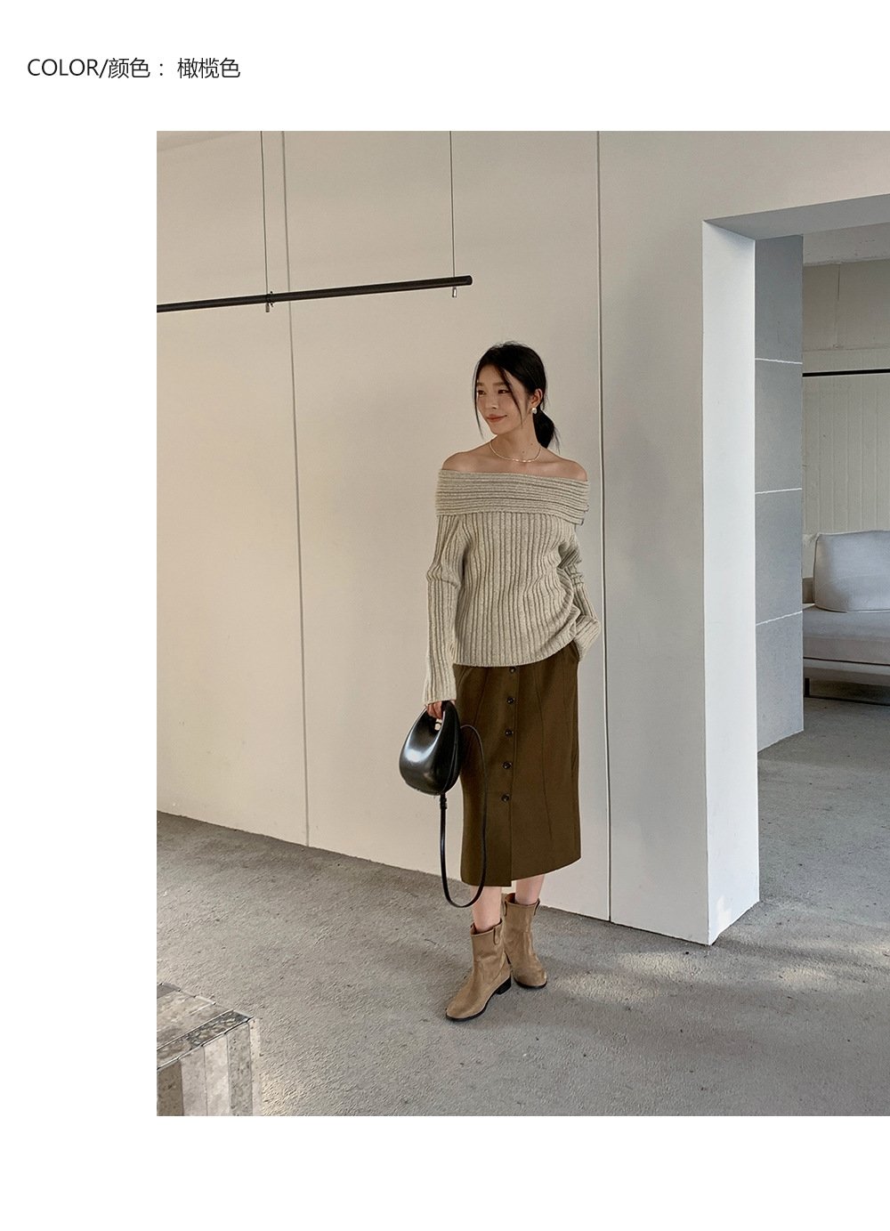 Шерстяная юбка с разрезом 2023 оптом из Китая