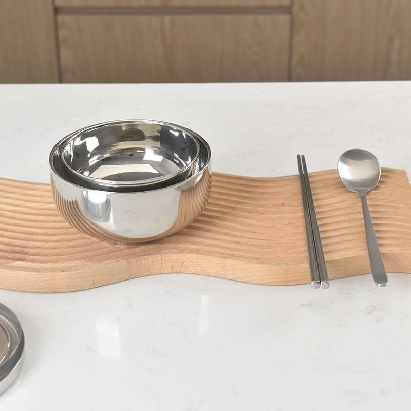 Детская круглая двухслойная нержавеющая стальная миска с крышкой оптом