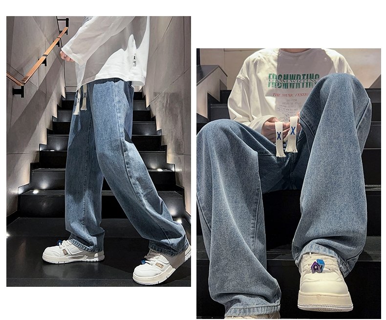 Джинсы 2024 весна мужские прямые широкие джинсы оптом из Китая