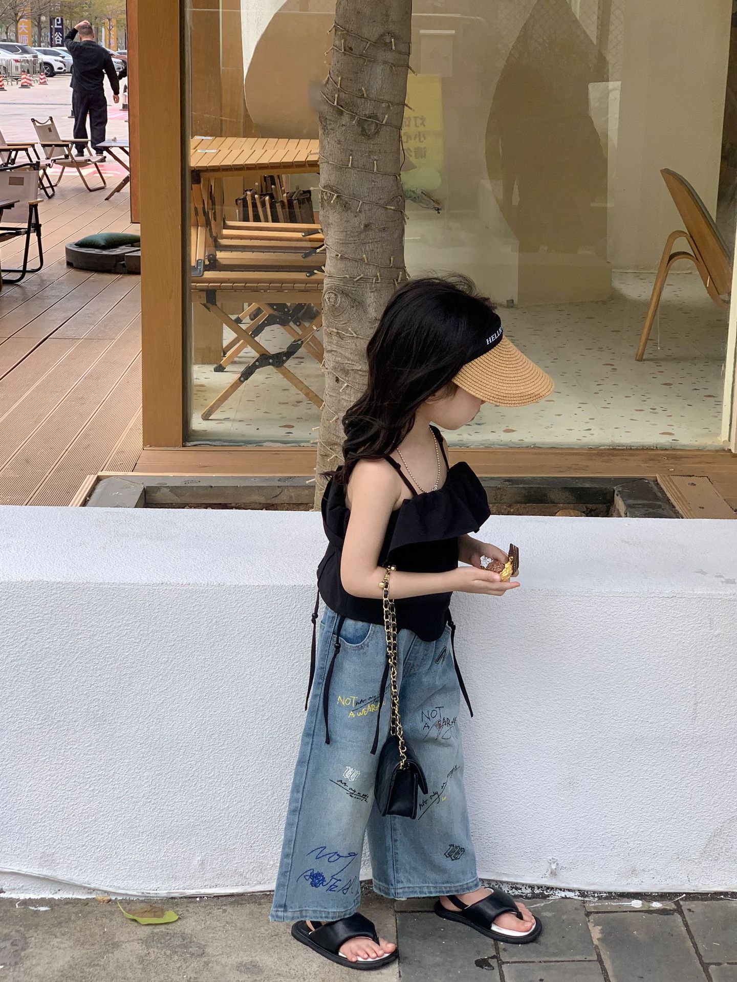 Детские джинсы 2024 весна-лето новая корейская американская ретро цветные джинсы прямые широкие брюки оптом из Китая