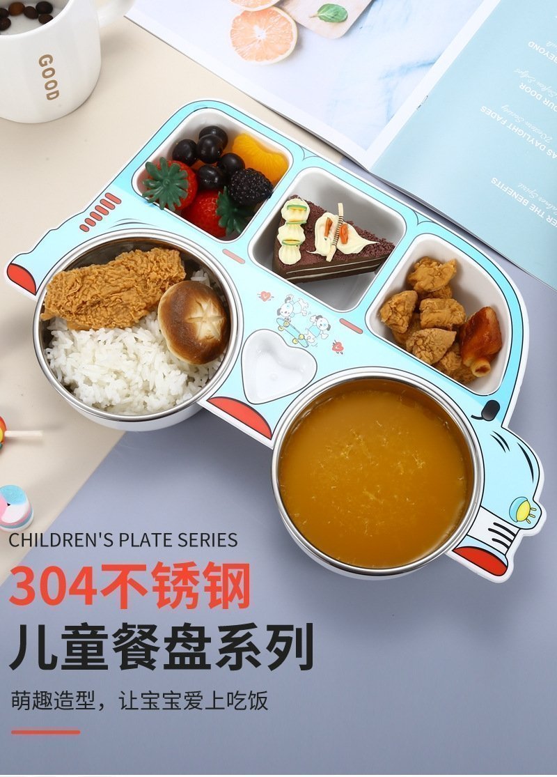 Детская тарелка из нержавеющей стали с разделением на секции оптом