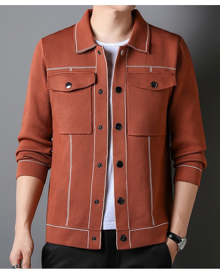 Мужская вязаная куртка с воротником оптом