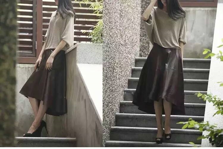 Длинная юбка из овечьей кожи оптом из Китая