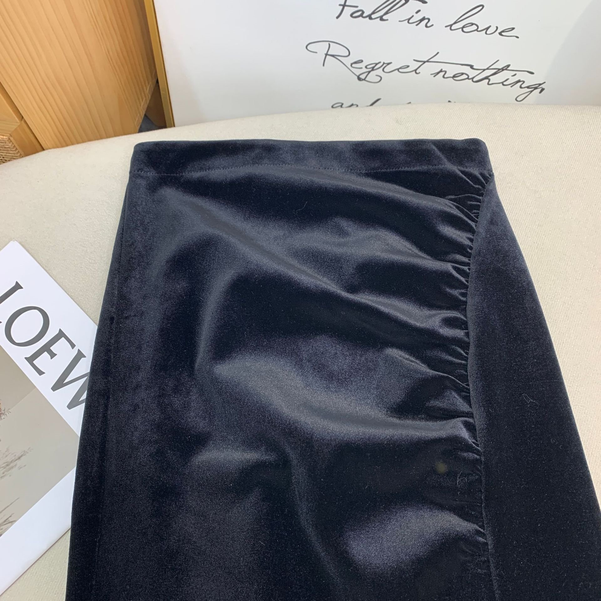 Винтажная бархатная юбка с разрезом оптом из Китая