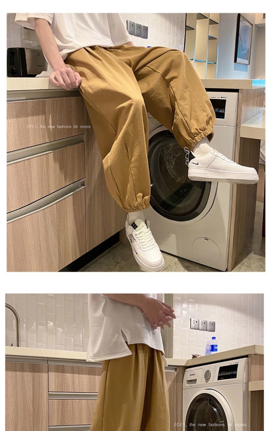 Широкие мужские брюки с завышенной талией оптом из Китая