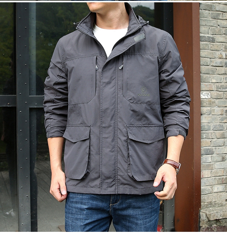 Мужской ветровой плащ с капюшоном оптом из Китая