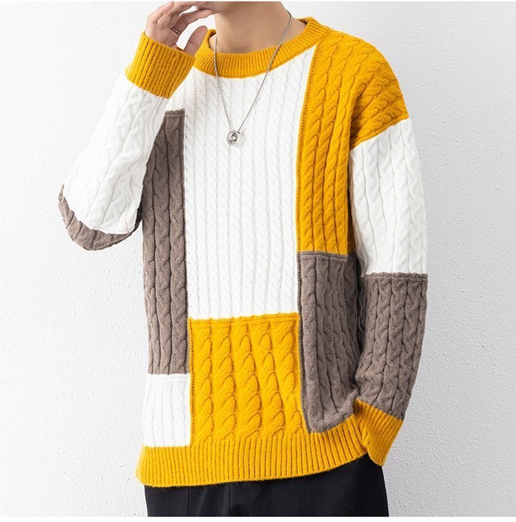 Мужской свитер с высоким воротником и свободным кроем оптом