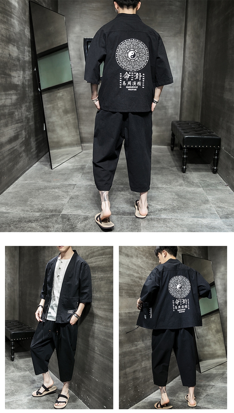 Китайский стиль льняной летний костюм для мужчин оптом из Китая