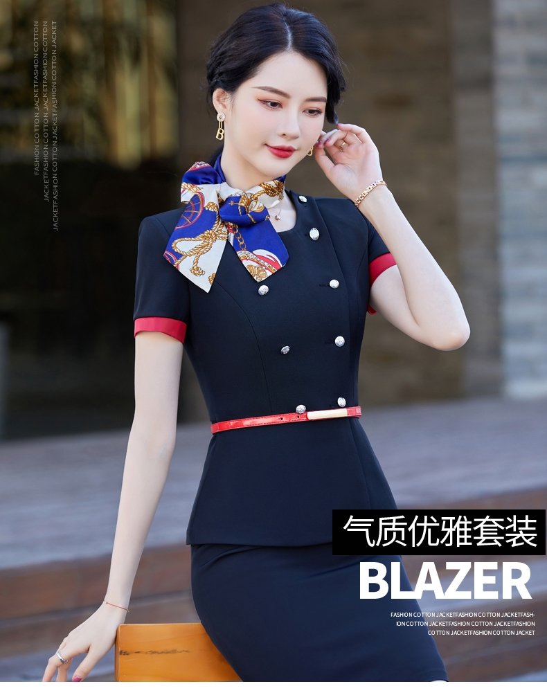 busalong春夏OL经典短袖职业女士西裙套装销售正装工作服西服232 оптом из Китая