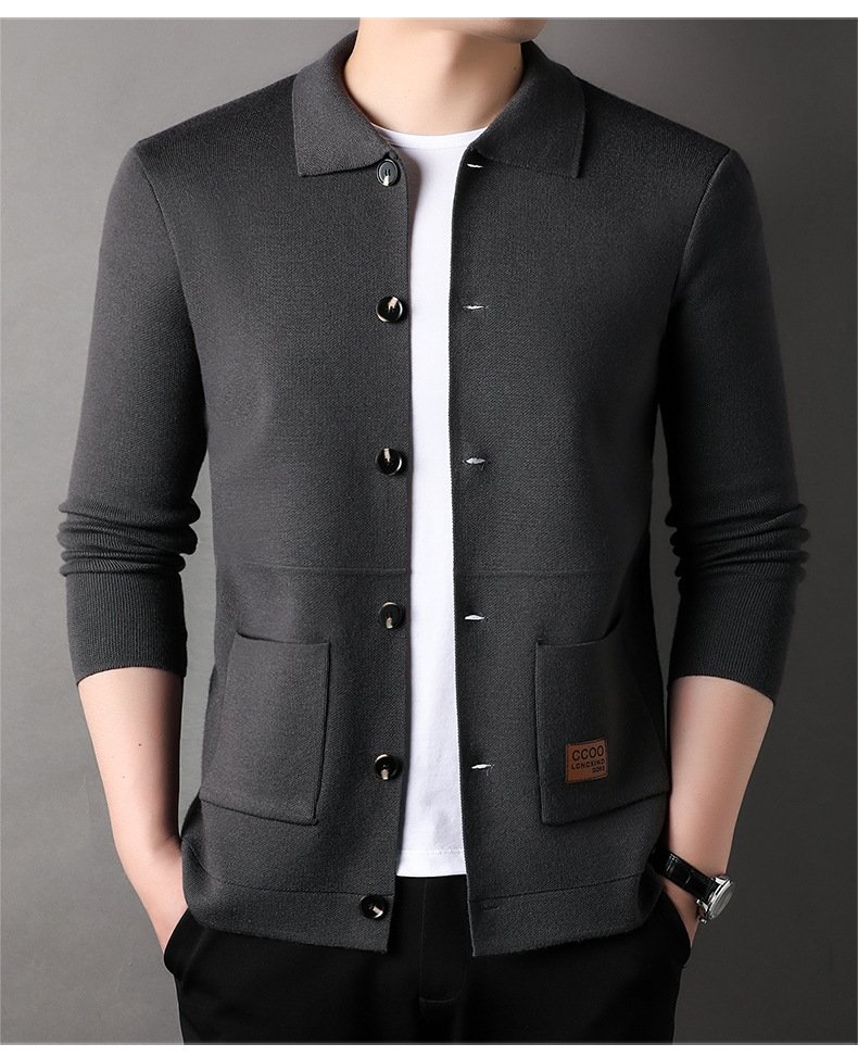 Мужская вязаная куртка с воротником оптом