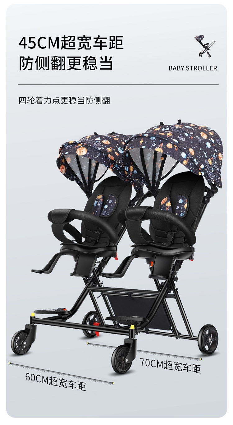 Детская коляска для двойни COOLBABY STROLLER оптом из Китая