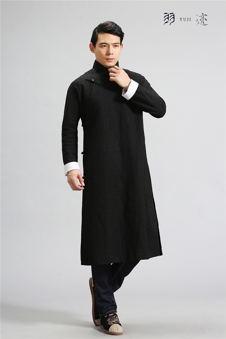 Мужская рубашка в стиле Республики с длинным воротником из льна в стиле ретро для выступлений оптом из Китая