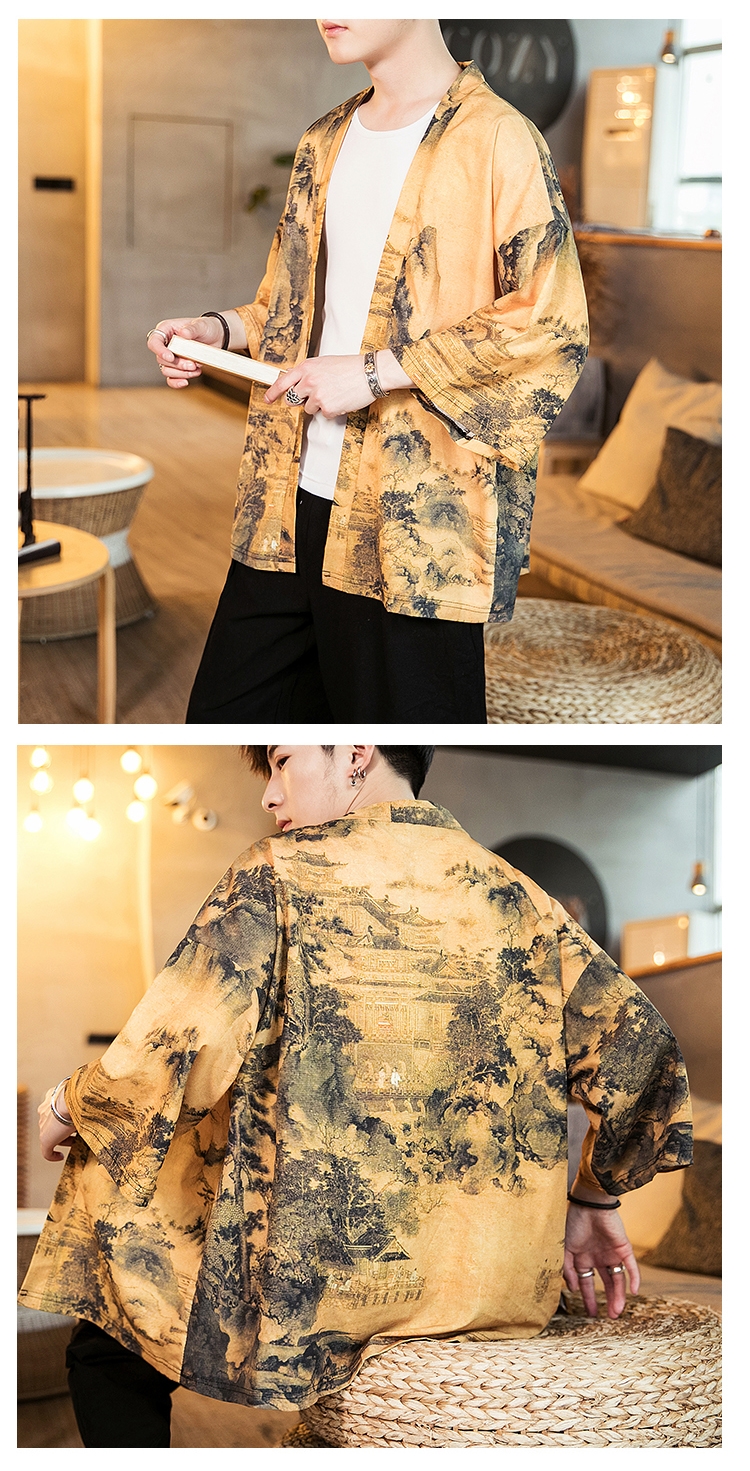 Мужская китайская рубашка с японскими элементами оптом из Китая