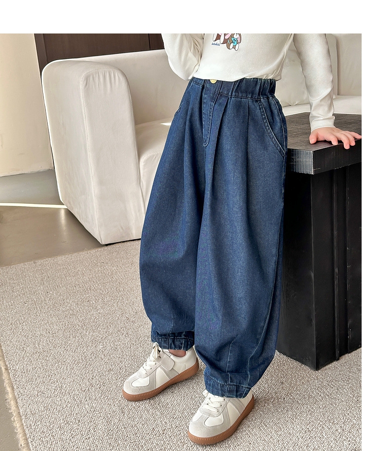 Джинсы для девочек 2024 весна новые широкие брюки для детей оптом из Китая