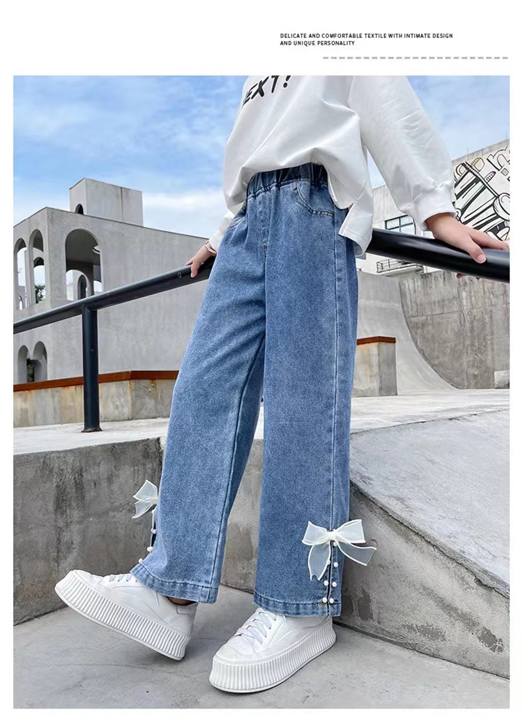 Детские джинсы с широкими штанинами оптом из Китая