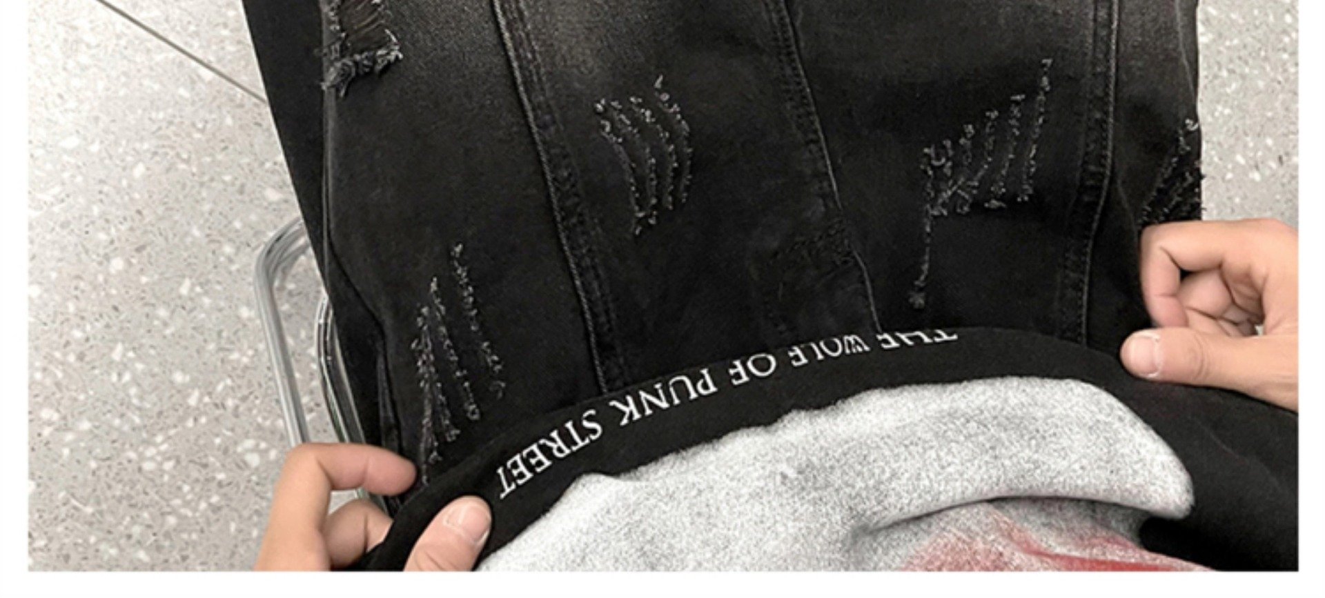 Черные джинсы с износом оптом из Китая