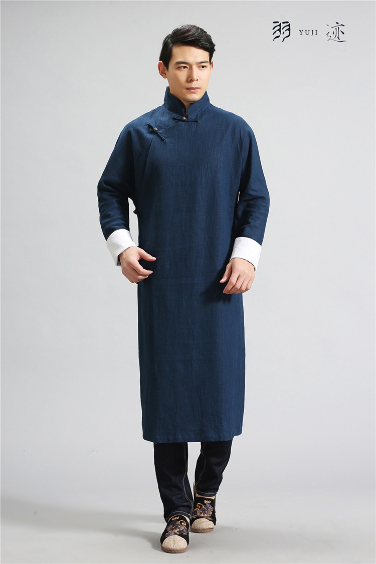 Мужская рубашка в стиле Республики с длинным воротником из льна в стиле ретро для выступлений оптом из Китая