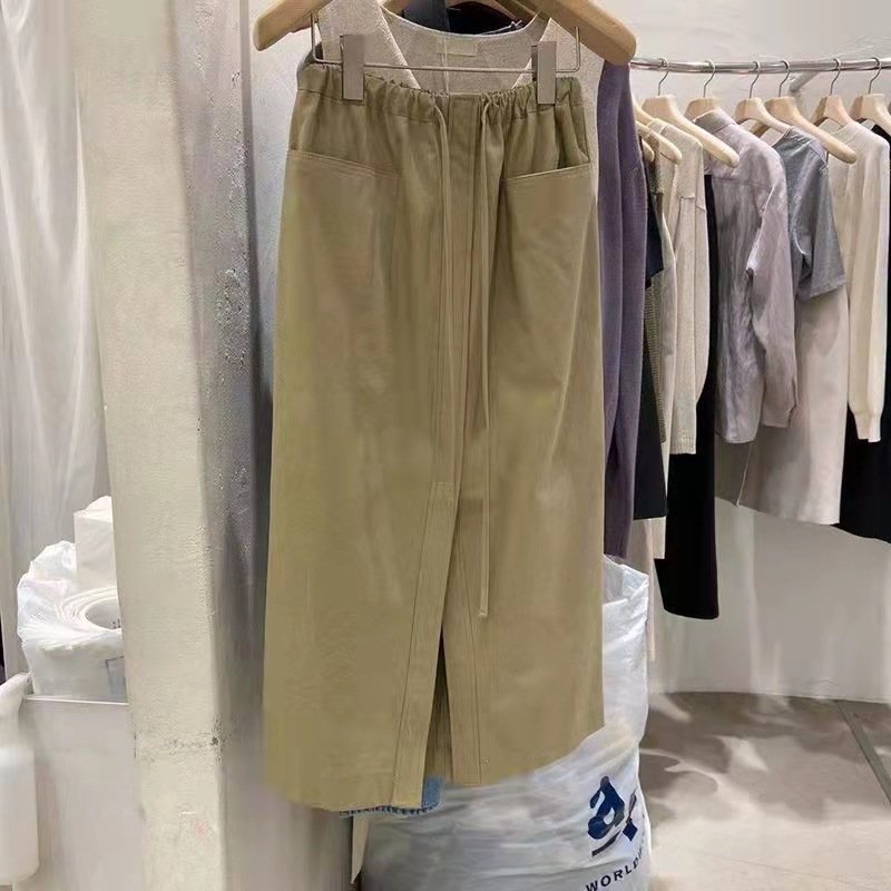 Южнокорейская юбка с высокой талией и карманами оптом из Китая