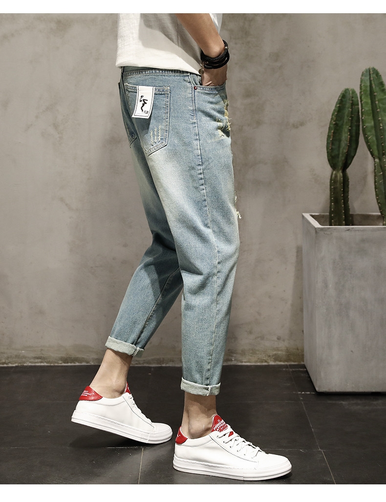 Летние джинсы с дырками и манжетами оптом из Китая