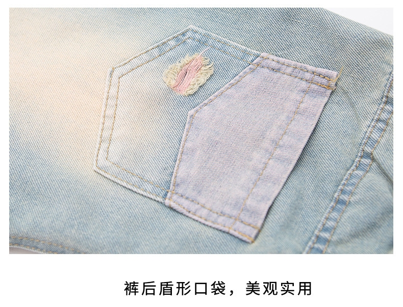 Джинсы для девочек 2023 весна и осень новые детские брюки корейской моды для девочек с дырками широкие брюки оптом из Китая