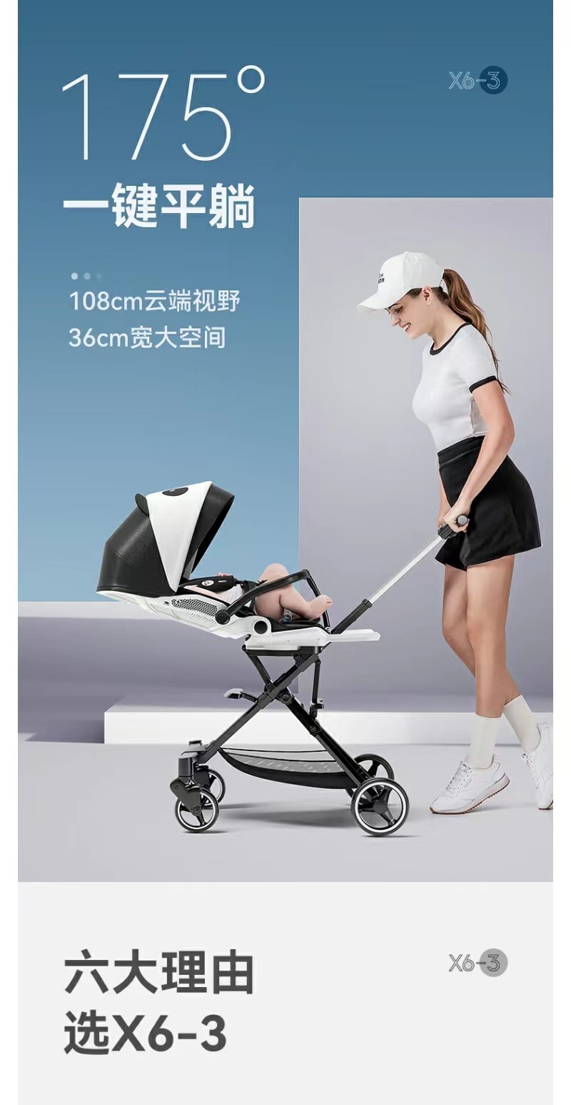 Playkids普洛可遛娃婴幼儿可躺可换向高景观轻便推车一键折叠X6X7 оптом из Китая