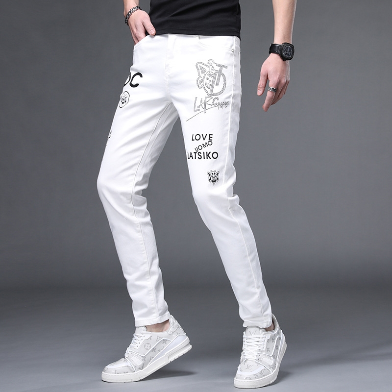 Мужские джинсы суженные белые оптом из Китая