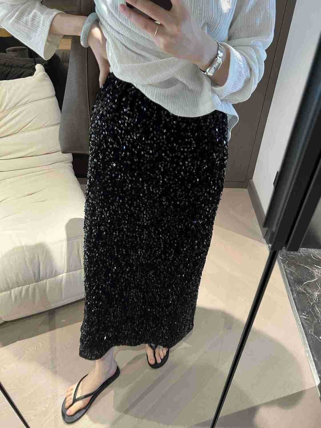 Юбка-миди с высокой талией и блестками оптом из Китая