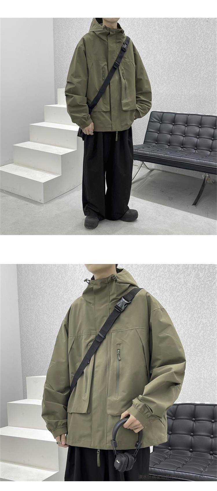 Ветровка с капюшоном и большими карманами оптом из Китая