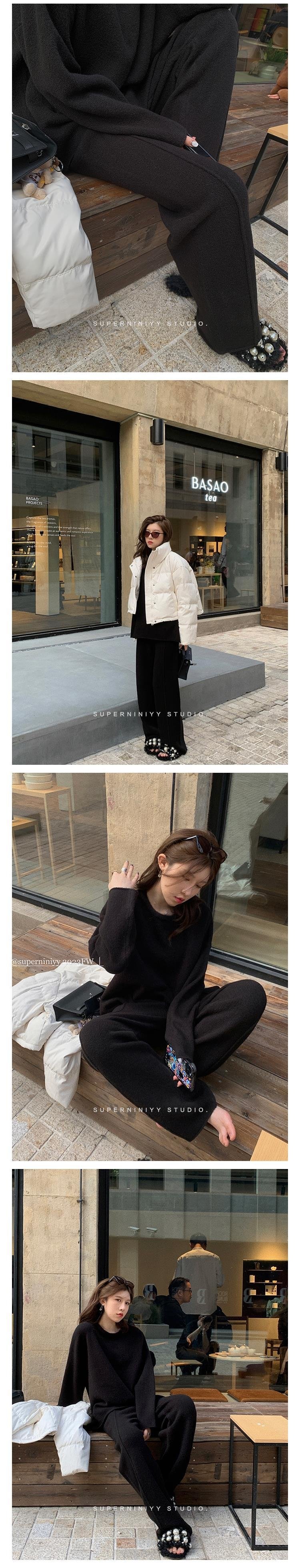 Набор из мягкого шерстяного свитера и широких брюк оптом из Китая