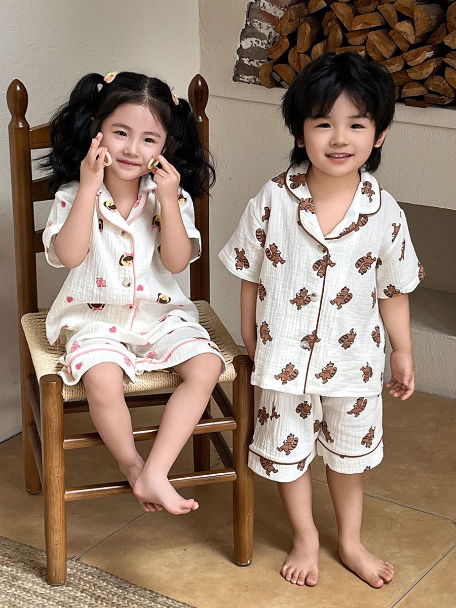 Детский хлопковый летний пижамный костюм оптом из Китая