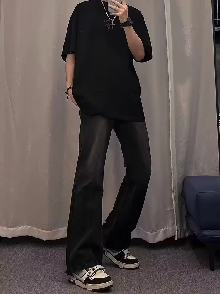 Мужские джинсы в стиле ретро с эффектом потертостей оптом из Китая