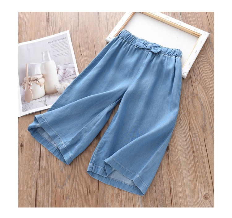 Летние джинсовые широкие штаны для девочек оптом из Китая