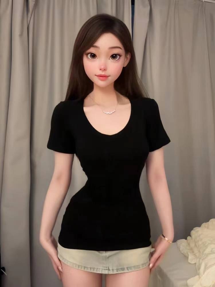 Футболка V-образного выреза с коротким рукавом оптом