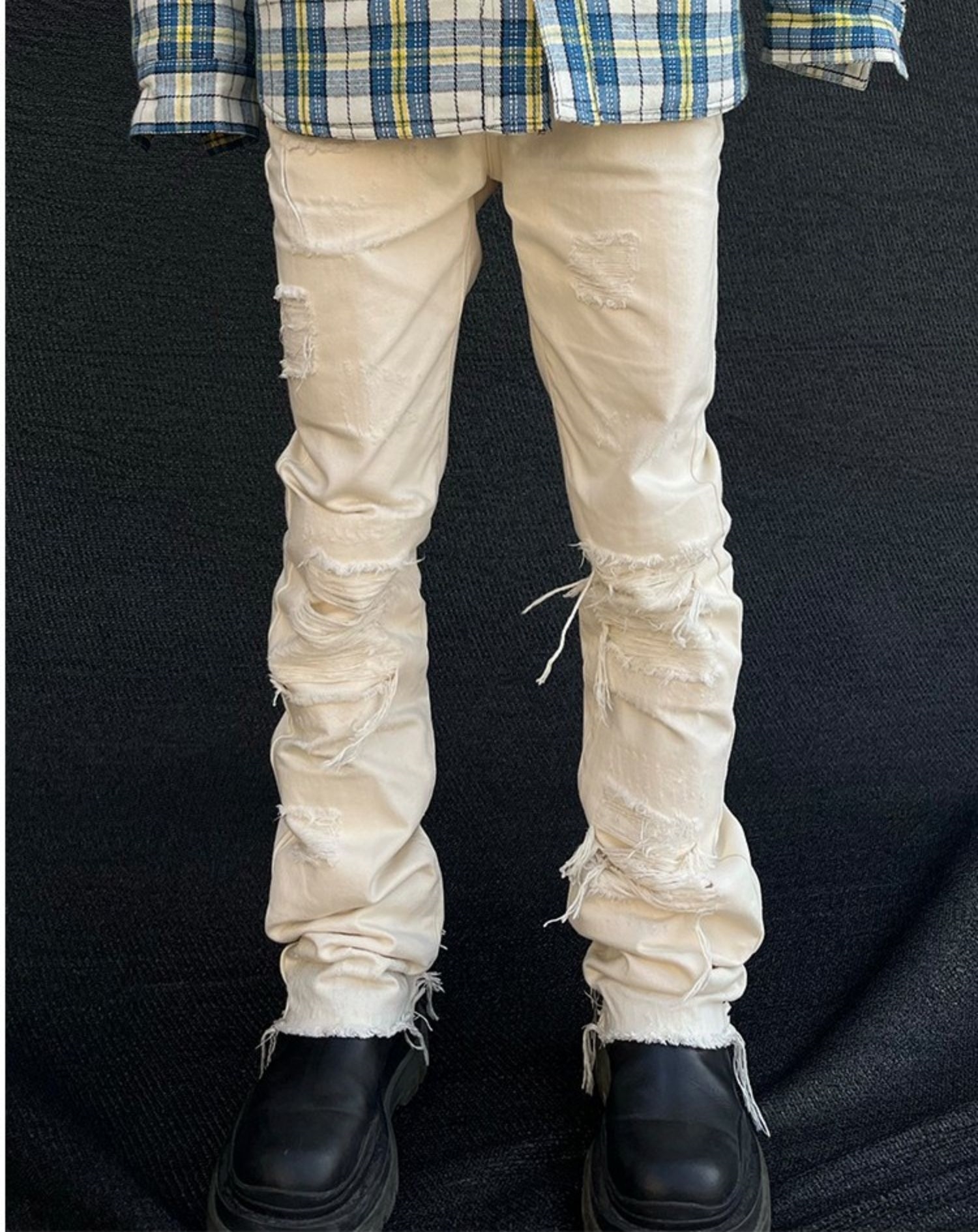 Мужские джинсы Vibe в стиле хайстрит цвета милкшейк оптом из Китая