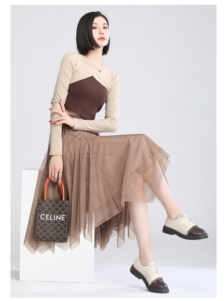 Юбка полуприлегающего силуэта с высокой талией оптом из Китая