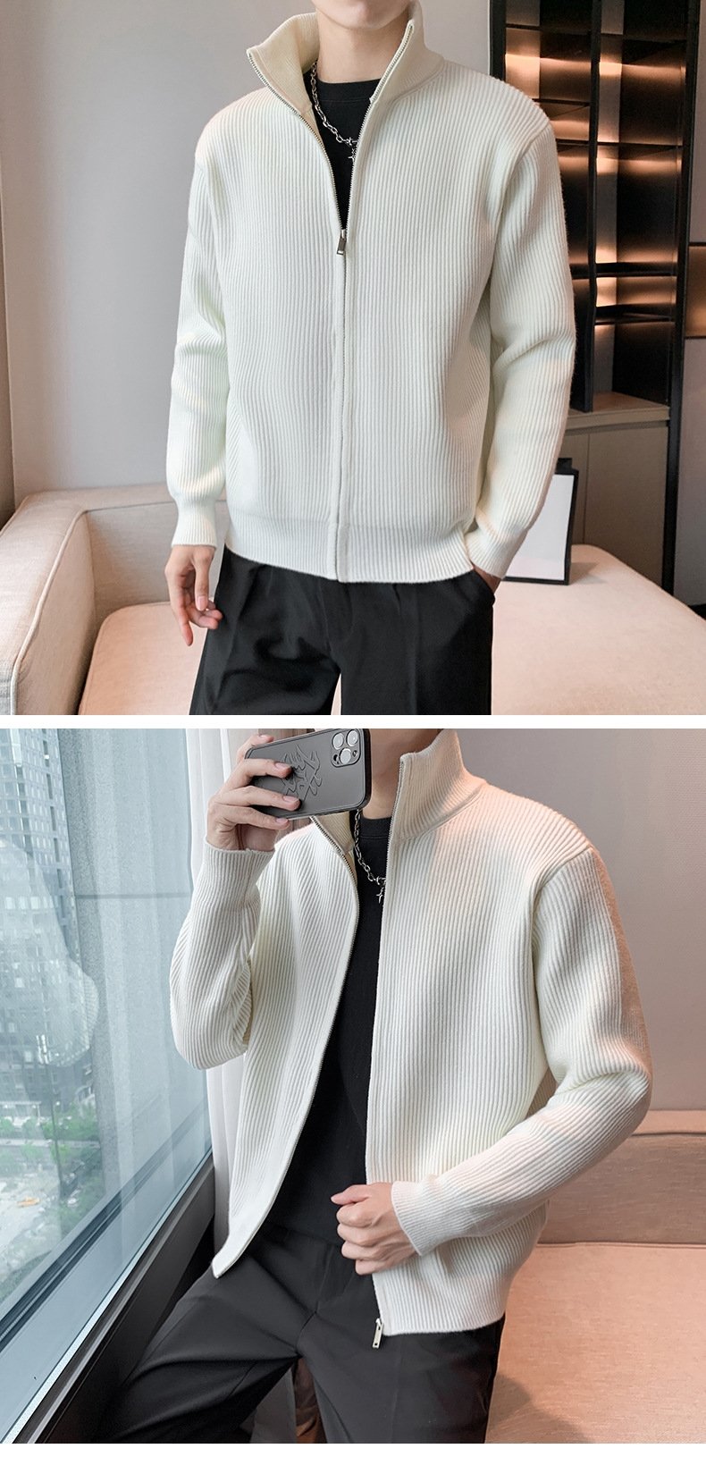 Мужская кардиган-свитер с молнией оптом