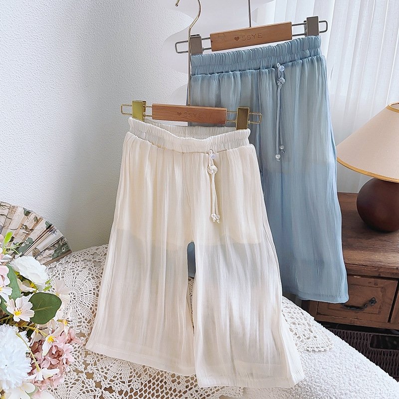 Детские широкие летние брюки для девочек оптом